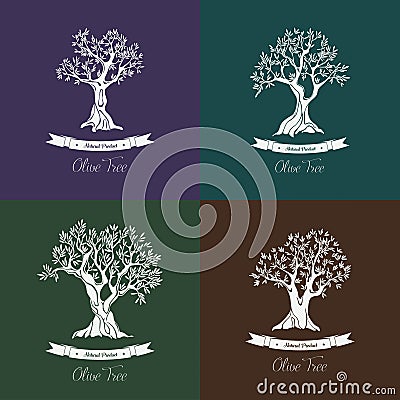 Greek oil olive trees set for olive grove Vector Illustration