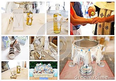 Greek Orthodox christening collage Stock Photo