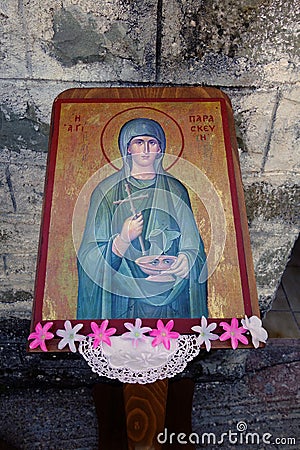 Greek Orthodox Icon Outside Church Stock Photo