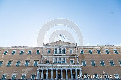 The Greek Parliament Building at the Syntagma Square Stock Photo