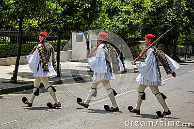 Greek Soldiers in Athens, Greece Editorial Stock Photo