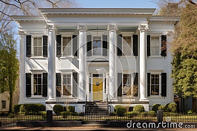 greek revival style building with pilasters and windows Stock Photo