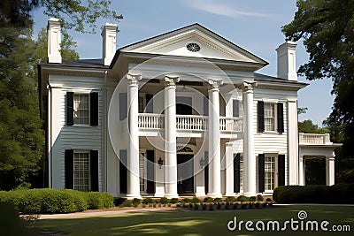 Greek Revival Style House (Generative AI) Stock Photo