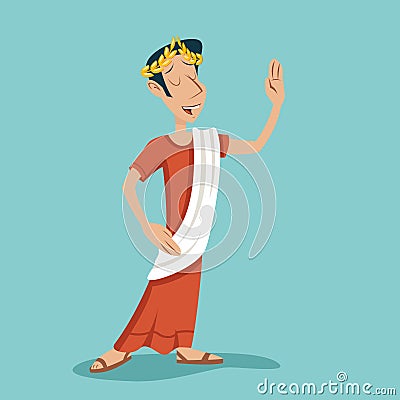 Greek Roman Retro Vintage Businessman Cartoon Vector Illustration