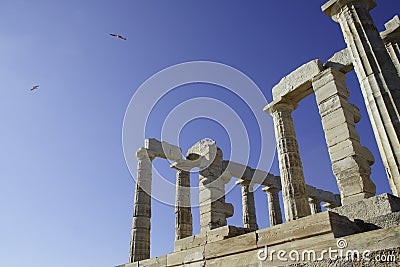 Ancient Greek temple of Poseidon, Greece. Stock Photo