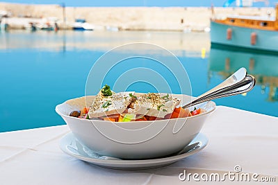 Greek salad. Crete Stock Photo