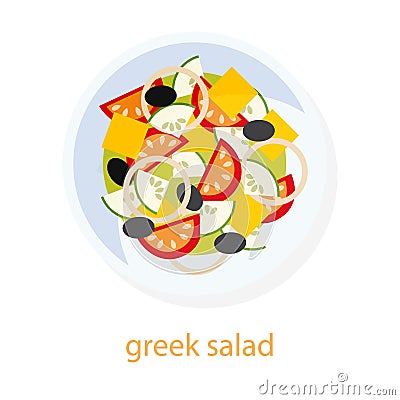 Greek salad dish Vector Illustration