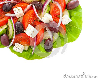 Greek salad isolated on white Stock Photo