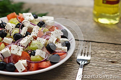 Greek salad on a plate Stock Photo