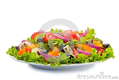 Greek salad in plate isolated Stock Photo