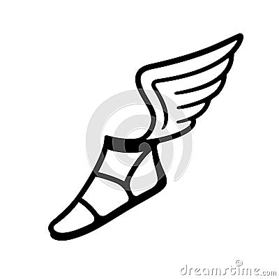 Greek sandal with wings Vector Illustration