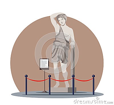 Greek sculpture antique statue in historic museum Vector Illustration