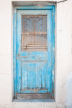 Greek shabby door Stock Photo