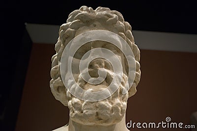 Greek statue of Asclepius, Greek god of medicine, head Editorial Stock Photo