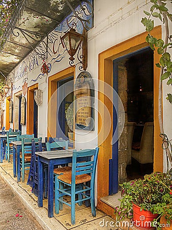 Greek Restaurant Exterior Editorial Stock Photo