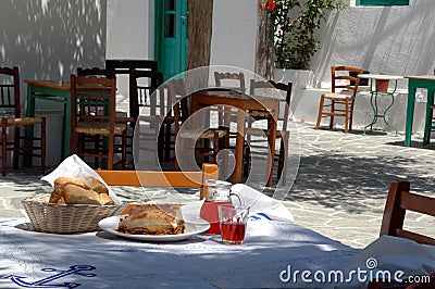 Greek taverna lunch Stock Photo