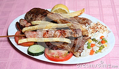 Greek taverna mixed grill Stock Photo