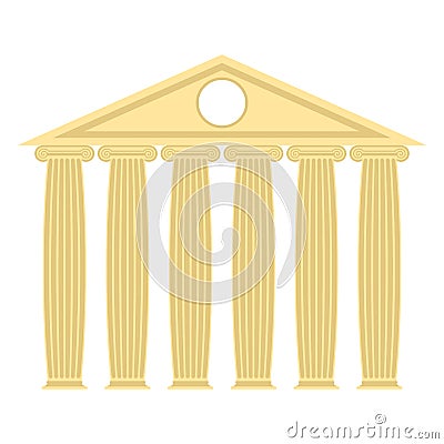 Greek temple with columns and roof. Vector illustration of ancie Vector Illustration