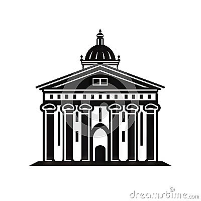 Greek Temple Icon, Europe Palace Isolated, Parthenon Silhouette, Historical Architecture, Acropolis Stock Photo