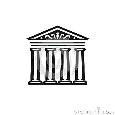 Greek Temple Icon, Europe Palace Isolated, Parthenon Silhouette, Historical Architecture, Acropolis Stock Photo