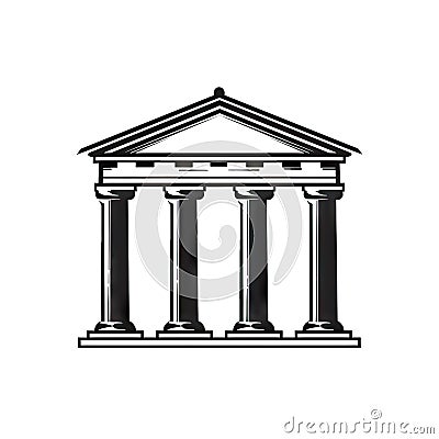 Greek Temple Icon, Europe Palace Isolated, Parthenon Silhouette, Historical Architecture, Acropolis Stock Photo