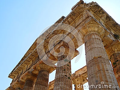 Greek Temple of Paestum Stock Photo