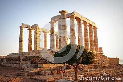 Greek temple of Poseidon Stock Photo