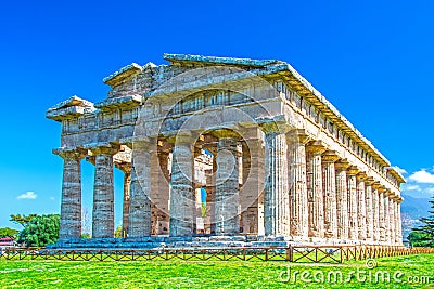 Greek temple of Poseidon, Paestum, Italy Stock Photo