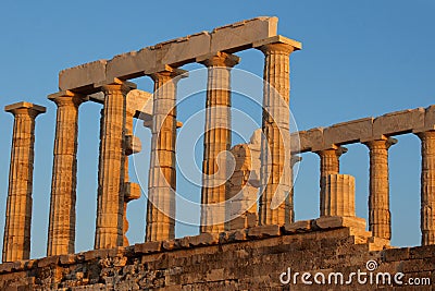 Greek Temple of Poseidon Sounio Stock Photo