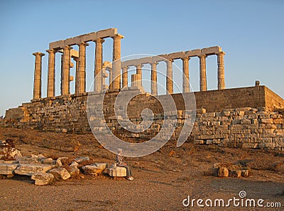Greek Temple of Poseidon Sounio Editorial Stock Photo