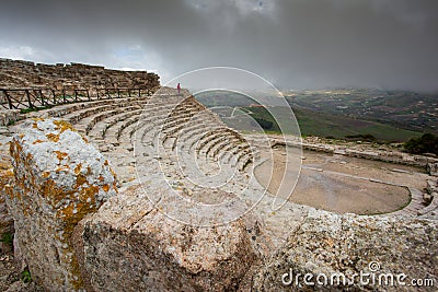 Greek Theatre of Segesta, historical landmark in Sicily, Italy Editorial Stock Photo