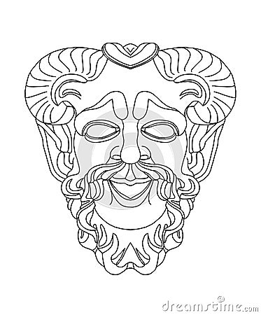 Greek theatrical mask of satyr Stock Photo