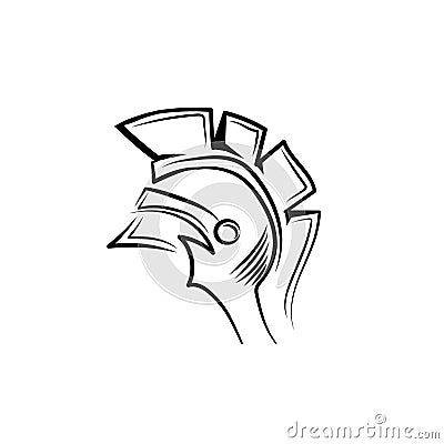 Greek trojan warrior helmet hand drawn illustration Vector Illustration