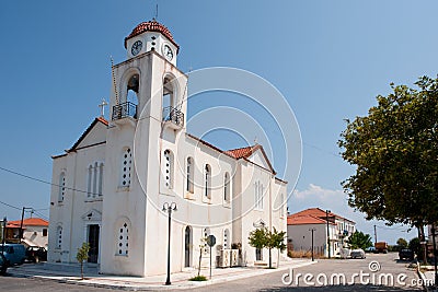 Greek white church Stock Photo