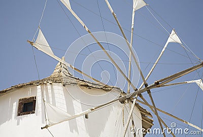 Greek Windmill Stock Photo
