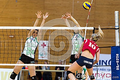 Greek Women Volleyball League game Aias vs Panathinaikos Editorial Stock Photo