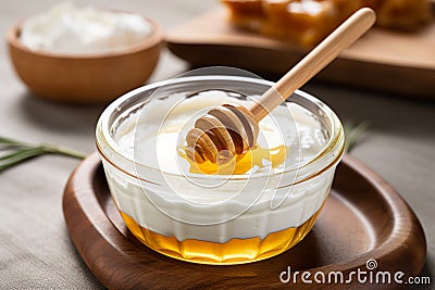Greek Yogurt With Honey Stock Photo