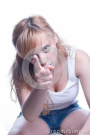 young woman very angry Stock Photo