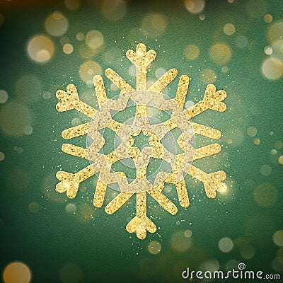 Greem blurred bokeh lights for Christmas and New Year celebration. Magical template with glittery background and Vector Illustration