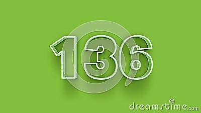 Green 3d symbol of 136 number icon on Green background Stock Photo