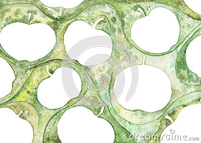 Green abstract apple background. Watercolor illustration. Stock Photo