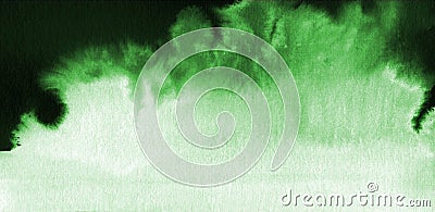 Green abstract background with atercolor on wet paper Stock Photo