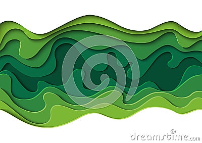 Green abstract background paper art style Vector Illustration