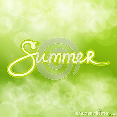 Green Abstract Background with Text Summer Vector Illustration