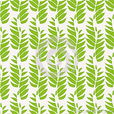 Green abstract leaves in relaxed vertical geometric design. Seamless vector pattern on light background Great for spa Vector Illustration