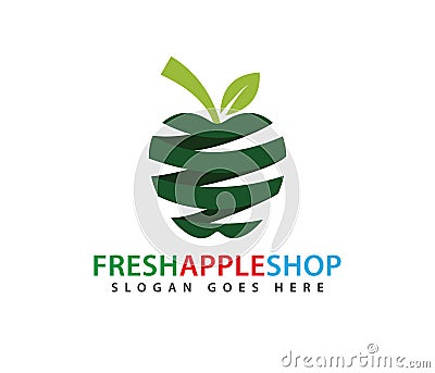 Green abstract spring apple fruit vector logo design Stock Photo