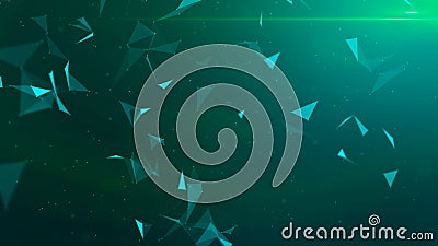 Green abstract technology modern background with spotted particles and plexus connected triangle lines. 3D rendering Stock Photo
