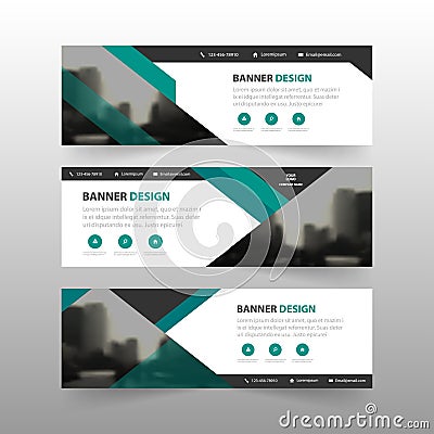 Green abstract triangle corporate business banner template, horizontal advertising business banner layout template flat design set Vector Illustration