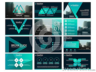 Green Abstract triangle presentation templates Vector Illustration