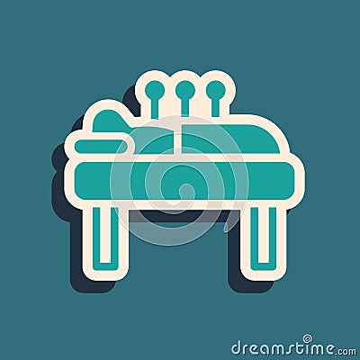 Green Acupuncture therapy icon isolated on green background. Chinese medicine. Holistic pain management treatments. Long Vector Illustration